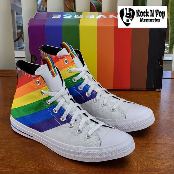 Converse Men's CTAS Hi Pride Canvas 167758C White/University Red/Multi NWB - Picture 1 of 12